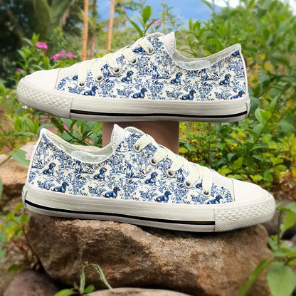 Lorva Dachshund Women's Low Top Shoes Charming Floral Dachshund