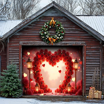 Lorva Garage Door Banner Decoration Heart Of Roses