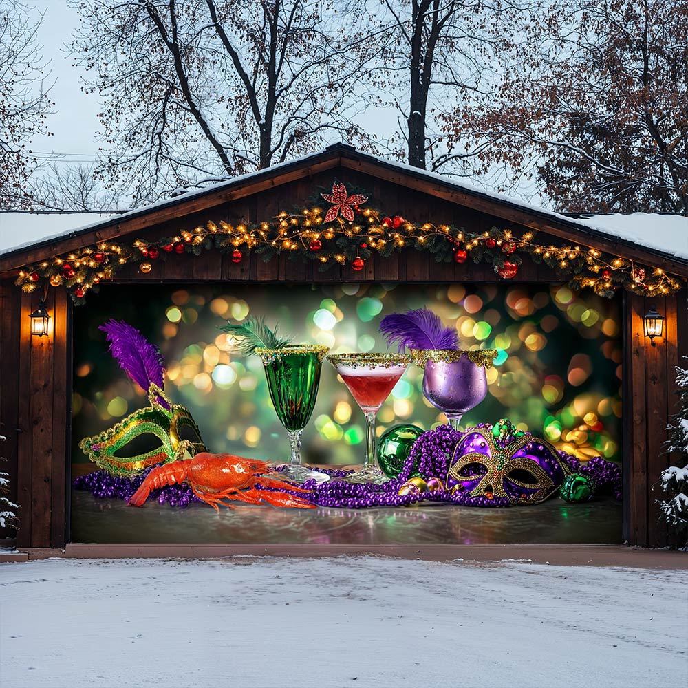 Lorva Mardi Gras Garage Door Banner Decoration Party