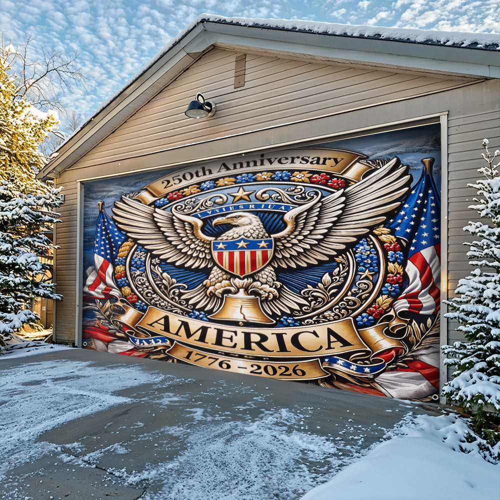 Lorva Garage Door Banner Decoration 250 Years of American's Power