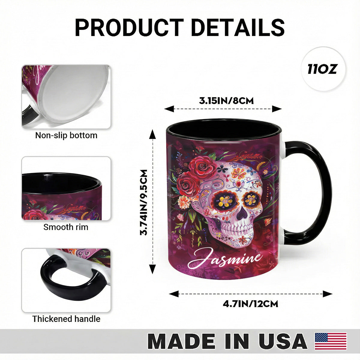Lorva Personalized Mug Happy Gorgeous Sugar Skull