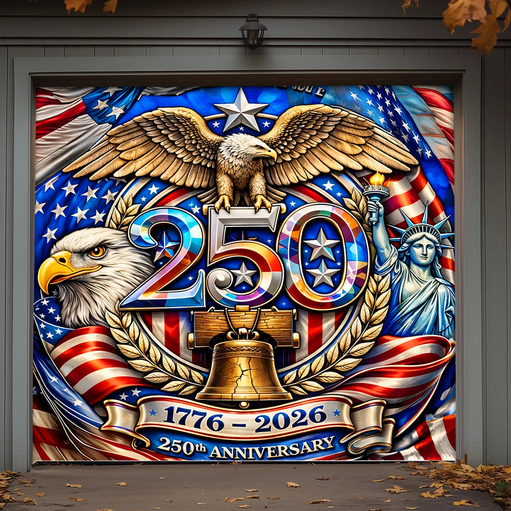 Lorva Garage Door Banner Decoration America 250th Anniversary