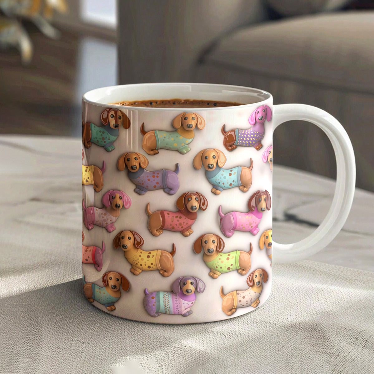 Lorva Flat Print Mug Beautiful Pretty Dachshunds