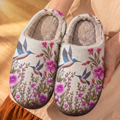 Lorva Hummingbird Fleece Lined Slippers Blossom Whisper