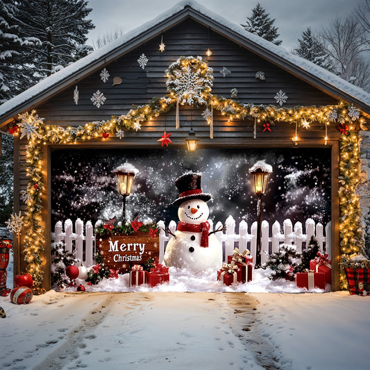 Lorva Christmas Garage Door Banner Decoration Cozy Snowman