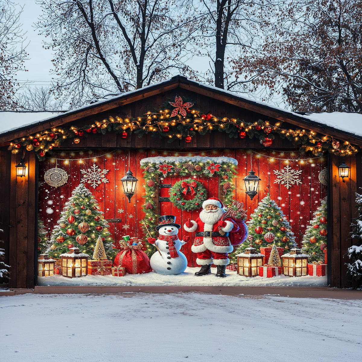 Lorva Christmas Garage Door Banner Decoration Happy