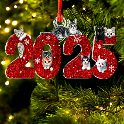 Lorva Cat 2D Acrylic Ornament Merry Christmas 2025