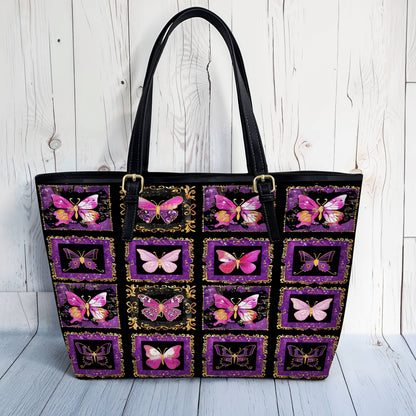 Lorva Leather Tote Bag Gorgeous Butterfly Tapestry