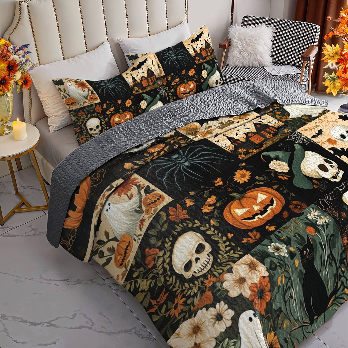 Halloween Lorva All Season Quilt 3-Piece Set Charming Floral