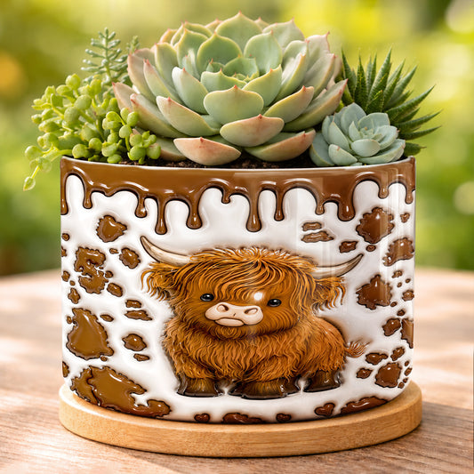 Lorva Highland Cow Ceramic Plant Pot Cuteness Overload