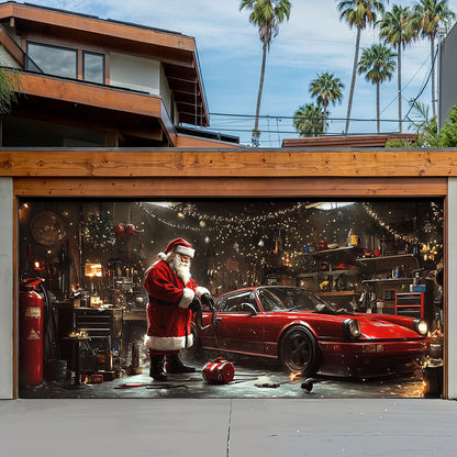 Lorva Christmas Garage Door Banner Decoration Santa’s Christmas Workshop