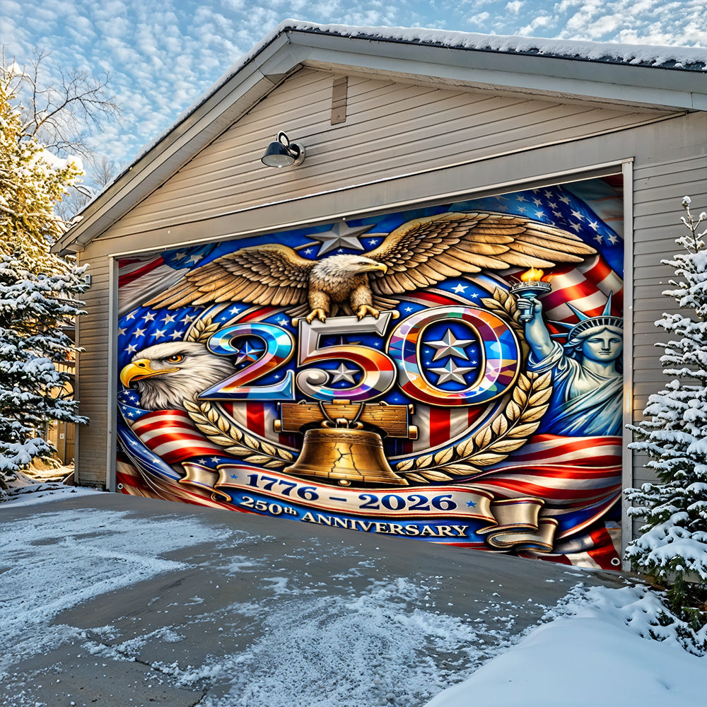 Lorva Garage Door Banner Decoration America 250th Anniversary
