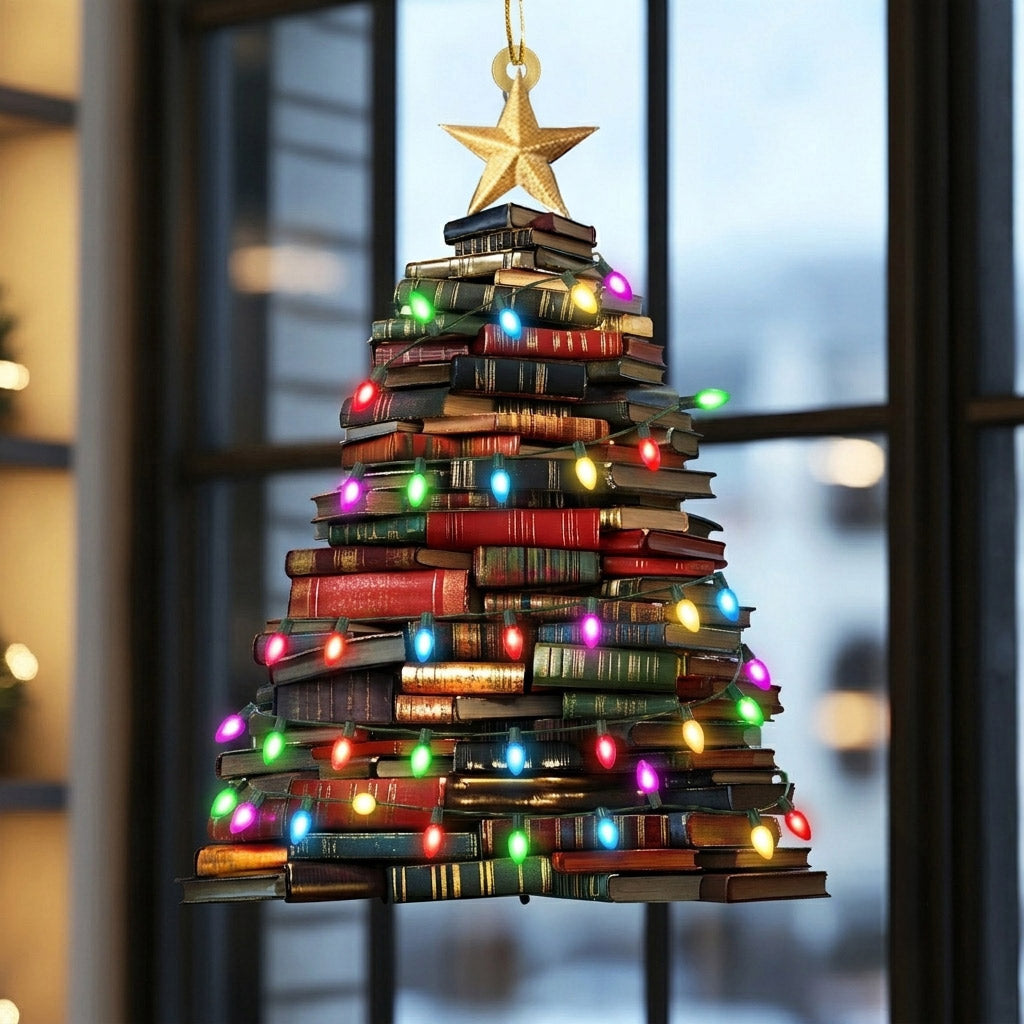 Lorva Reading Acrylic Ornament Vintage Bookmas Tree