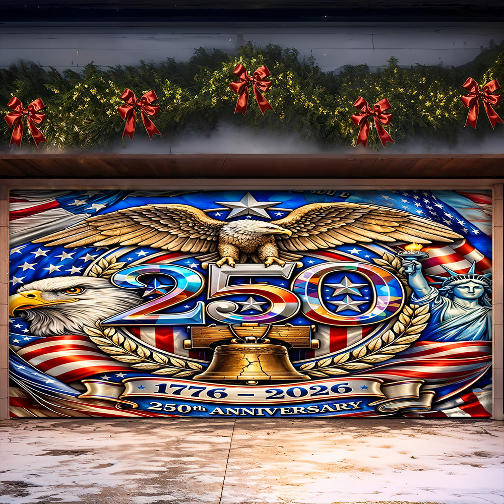 Lorva Garage Door Banner Decoration America 250th Anniversary