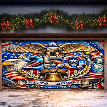 Lorva Garage Door Banner Decoration America 250th Anniversary