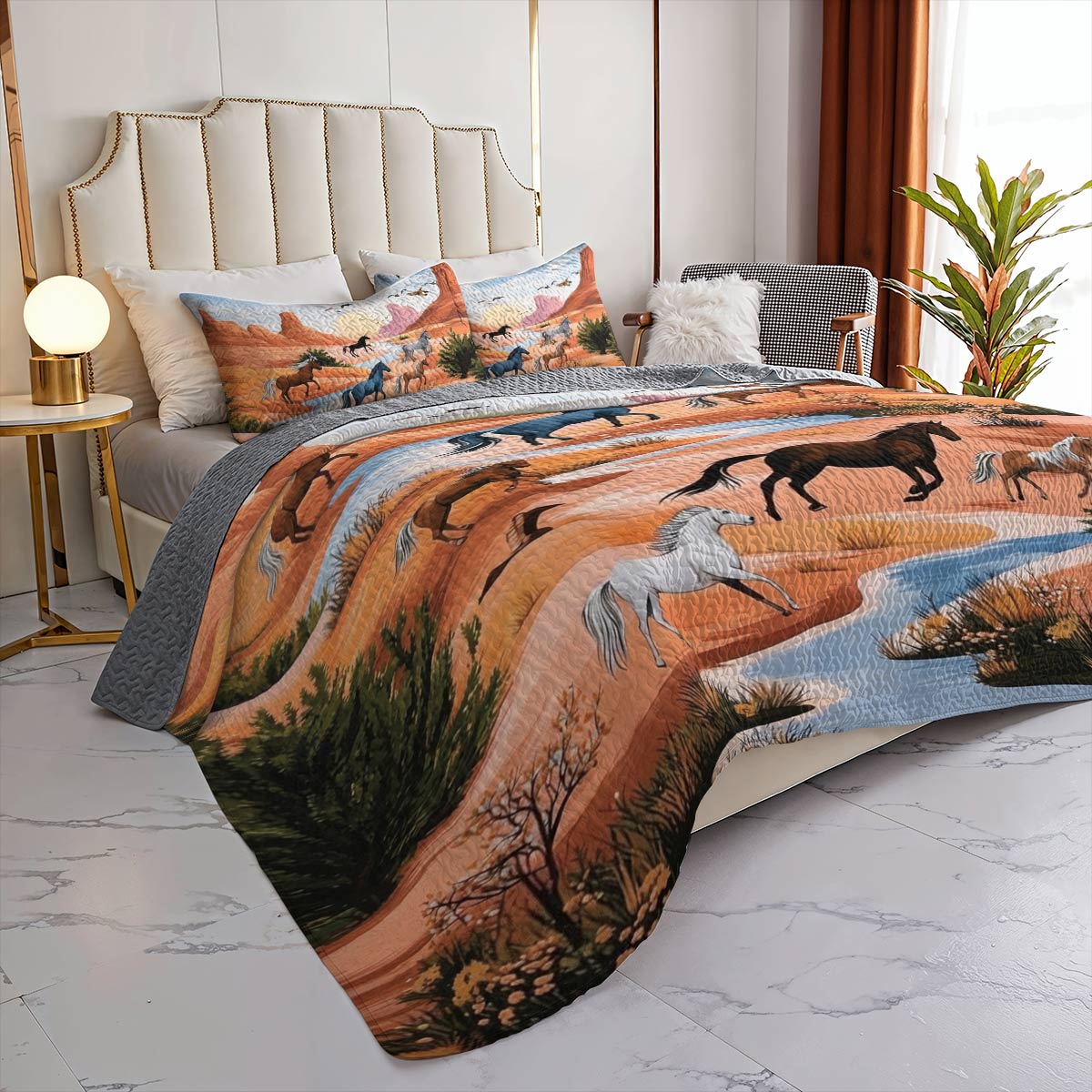 Lorva Horse All Season Quilt 3-Piece Set  Peace Love Desert