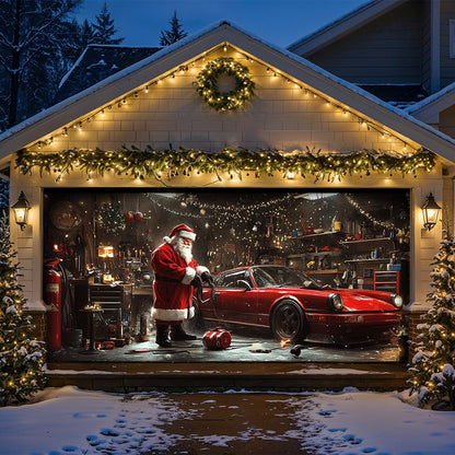 Lorva Christmas Garage Door Banner Decoration Santa’s Christmas Workshop