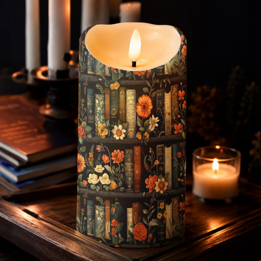 Lorva LED Candle Vintage Floral Bookshelf