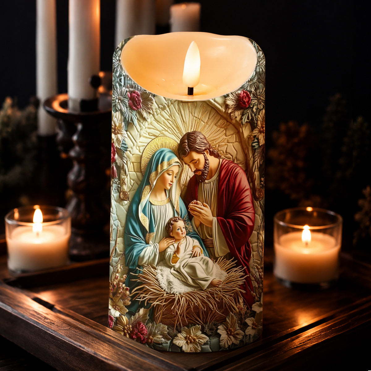 Lorva LED Candle Christmas Faith Love