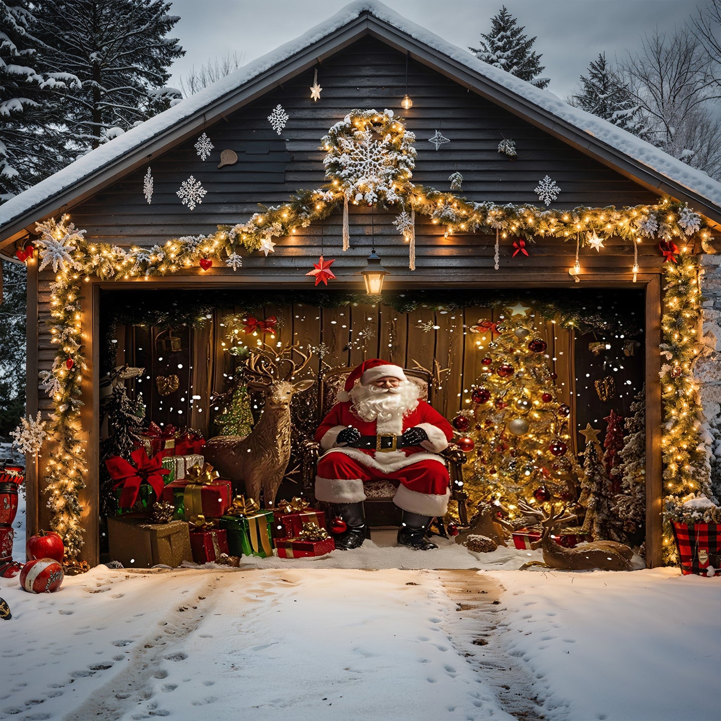 Lorva Christmas Garage Door Banner Decoration Cozy Home