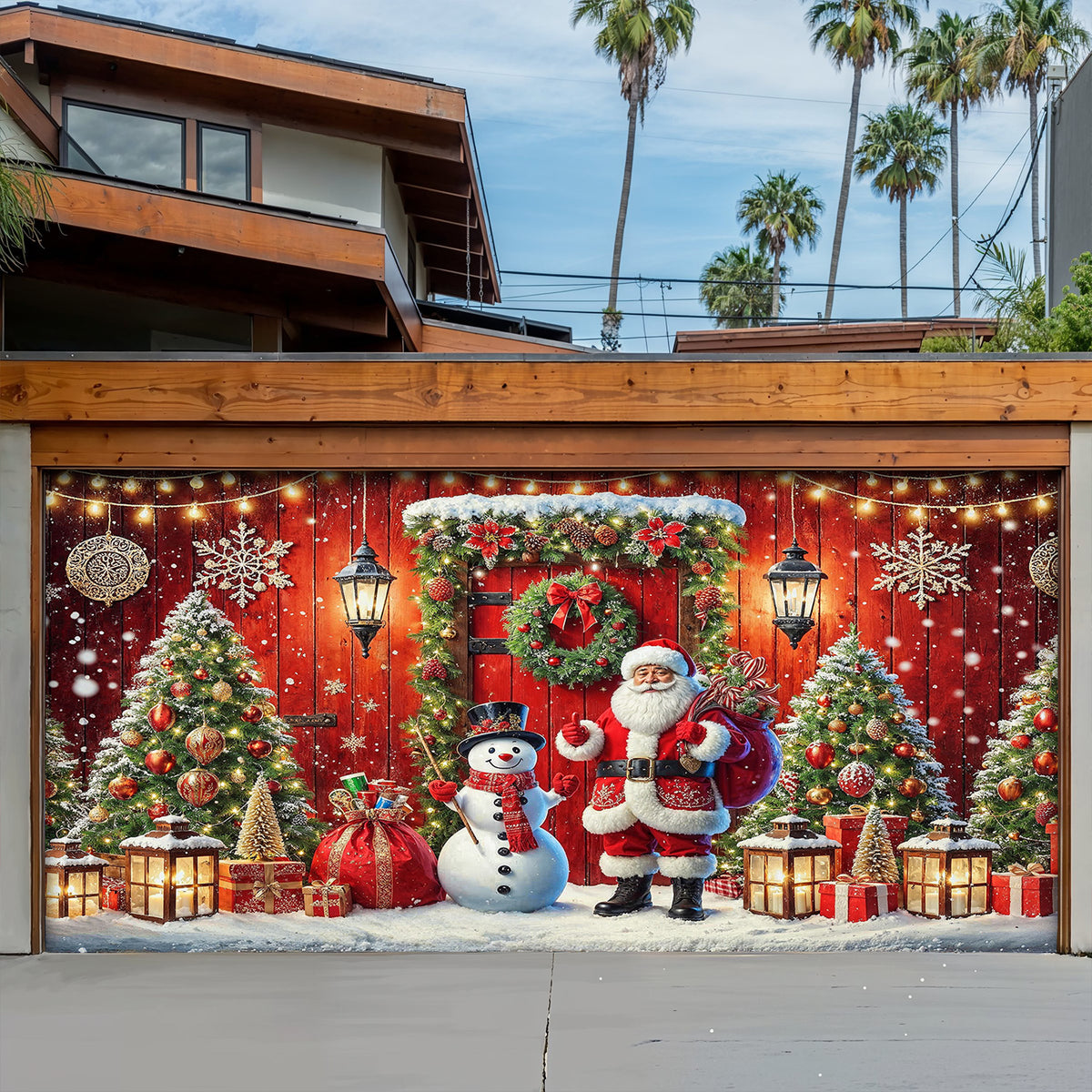 Lorva Christmas Garage Door Banner Decoration Happy