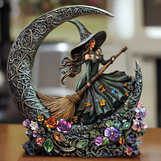 Witch Custom Shaped 2D Print Acrylic Plaque Enchanted Moonlight Ride