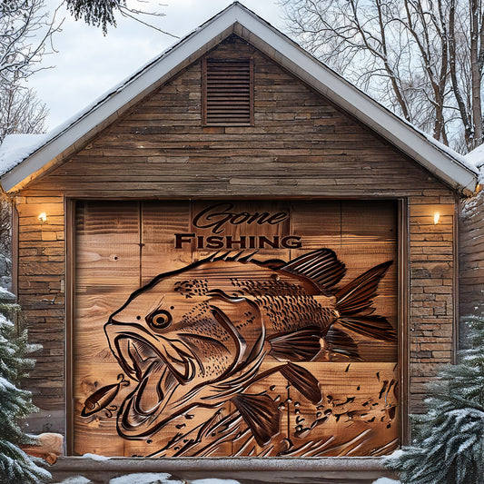Lorva Fishing Garage Door Banner Decoration Gone Fishing