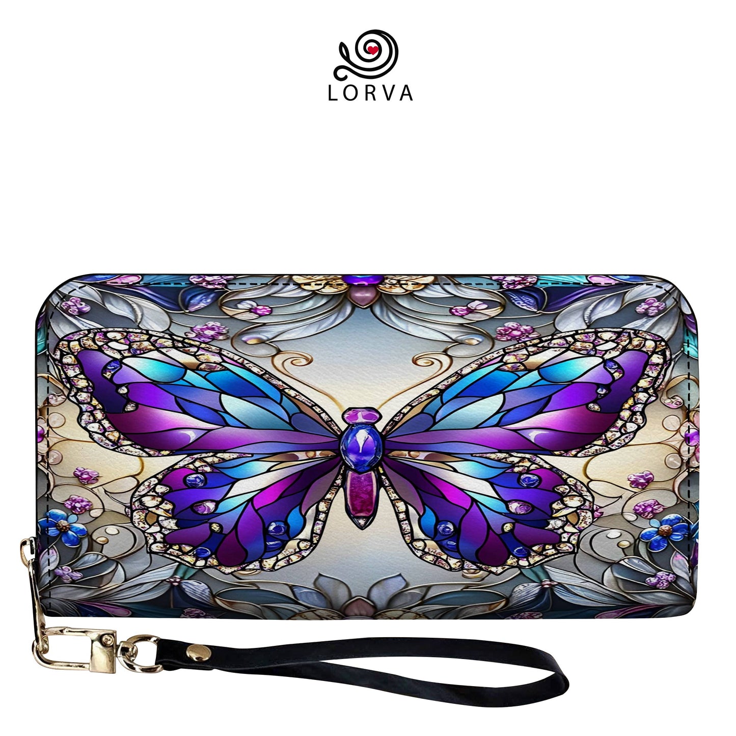 Lorva Butterfly Leather Wallet Mosaic Butterfly