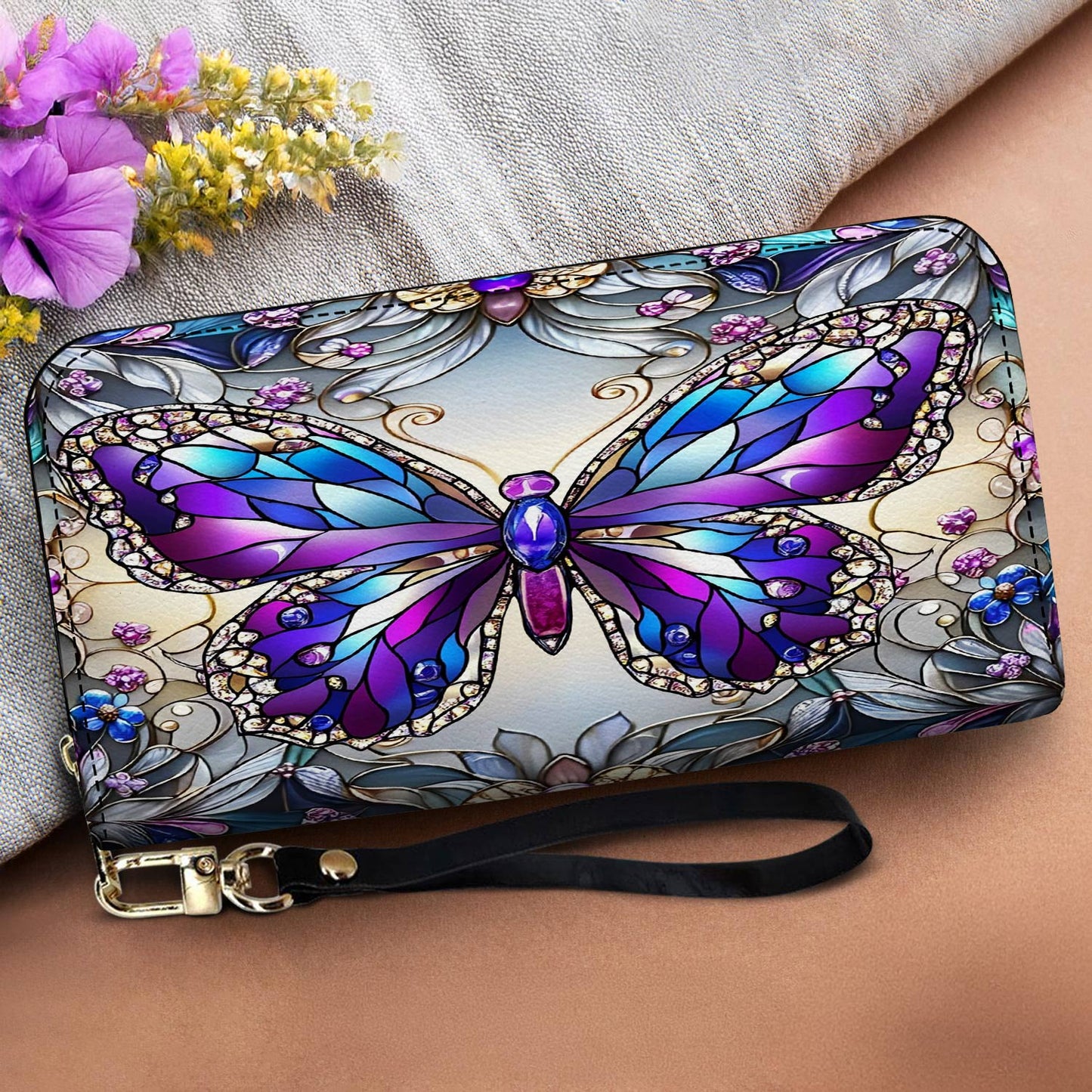 Lorva Butterfly Leather Wallet Mosaic Butterfly