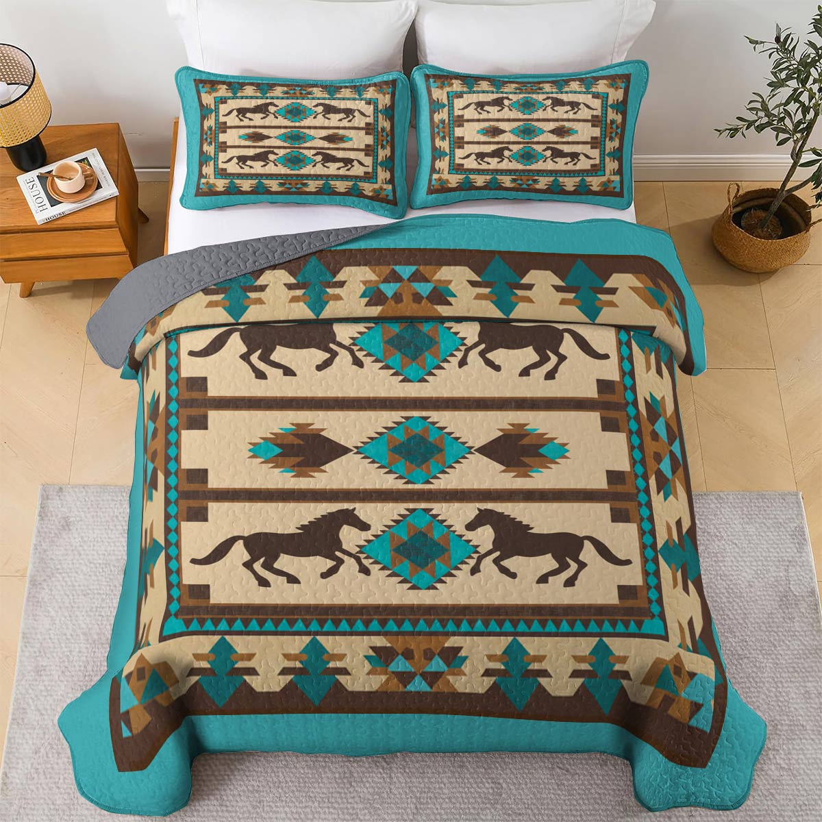 Lorva All Season Quilt 3-Piece Set Horse Freedom