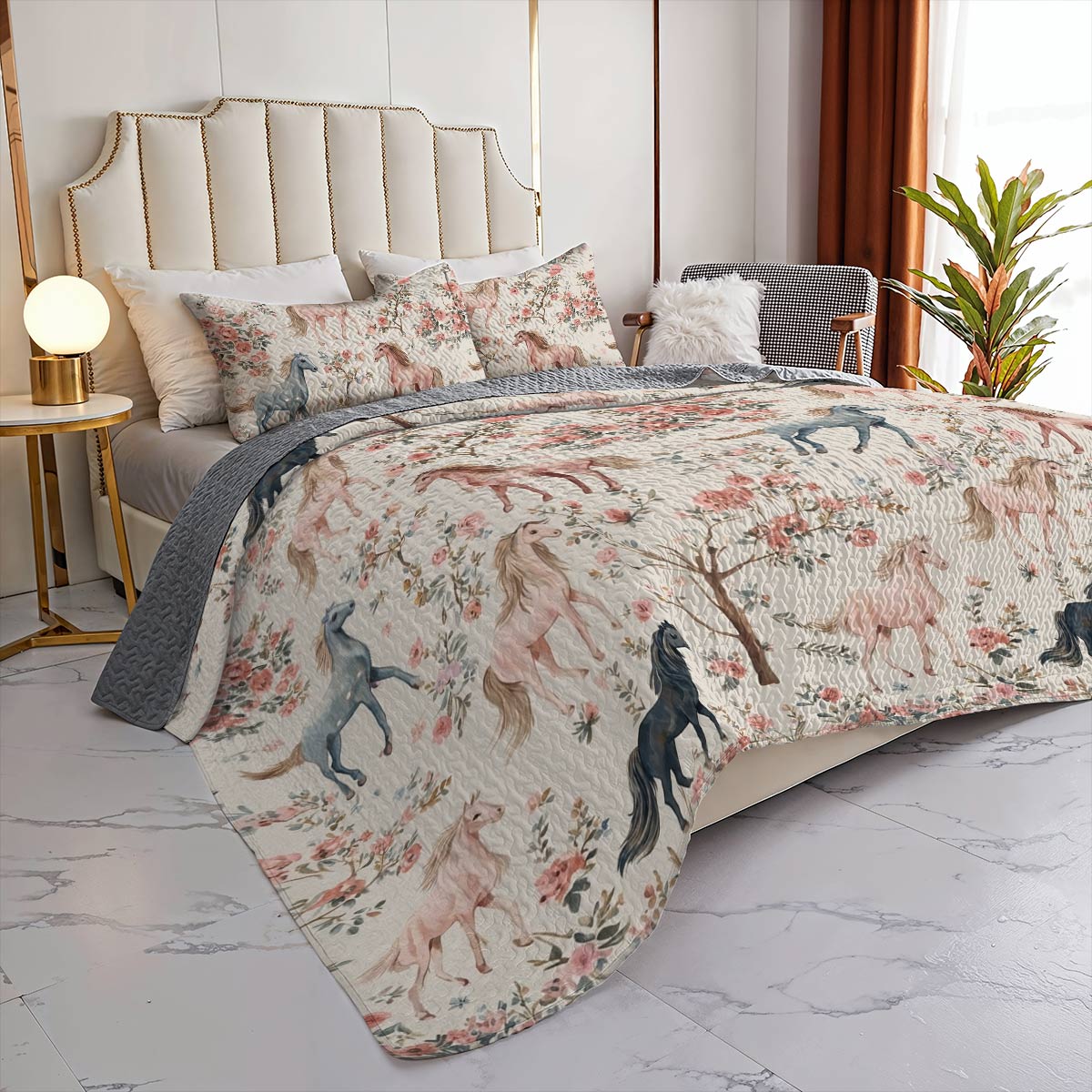 Lorva Horse All Season Quilt 3-Piece Set Gentle Horses