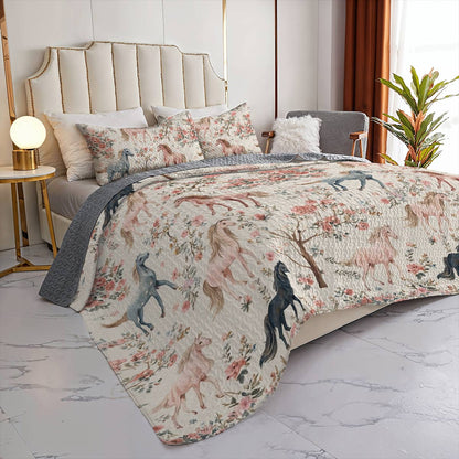 Lorva Horse All Season Quilt 3-Piece Set Gentle Horses
