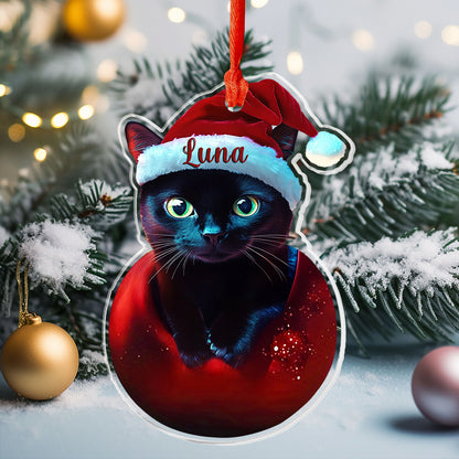 Lorva Cat Personalized 2D Acrylic Ornament Cute Black Cat