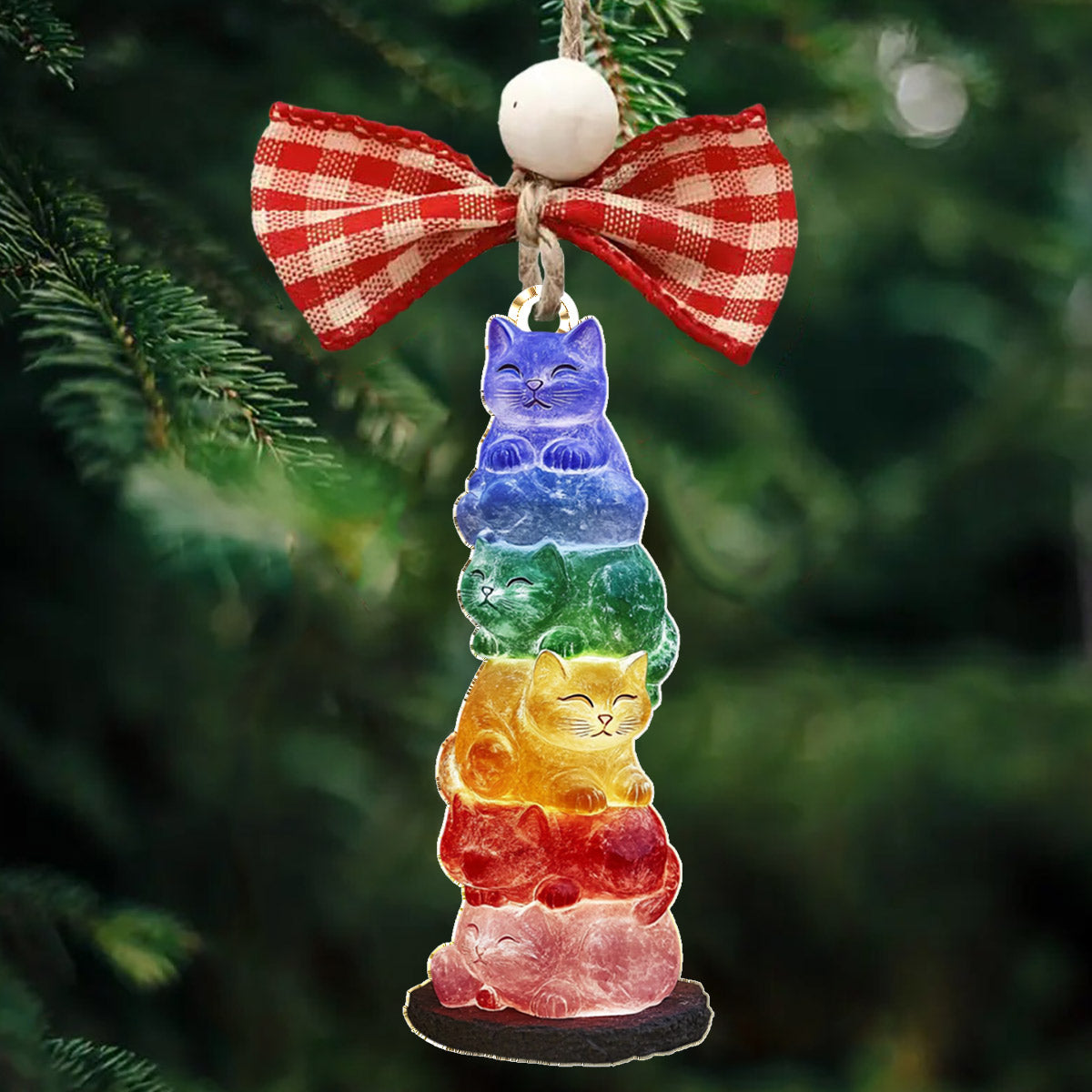 Lorva Cat 2D Acrylic Ornament Rainbow Purr Tower