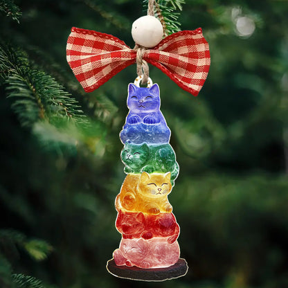 Lorva Cat 2D Acrylic Ornament Rainbow Purr Tower