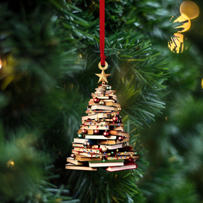 Lorva Reading Acrylic Ornament Charming Book Christmas Tree