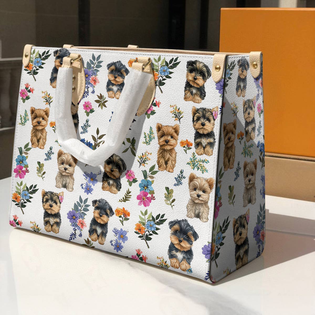 Lorva Leather Bag Yorkie Blossom Charm