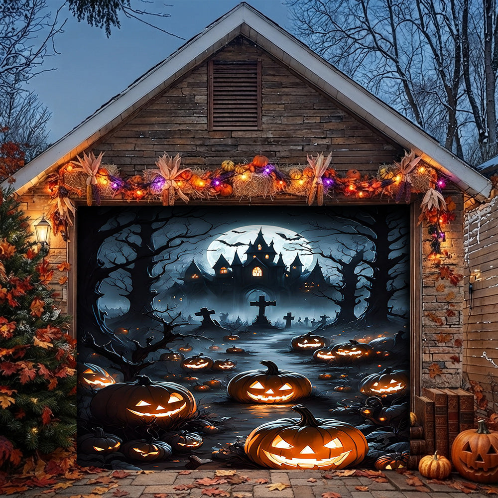 Lorva Garage Door Banner Decoration Halloween Pumpkin Haunted House