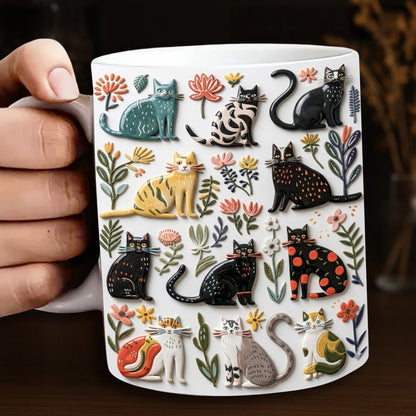 Lorva Flat Print Mug Botanical Cats