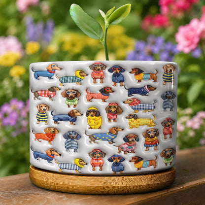 Lorva Dachshund Flat Print Ceramic Plant Pot Amazing Stylish