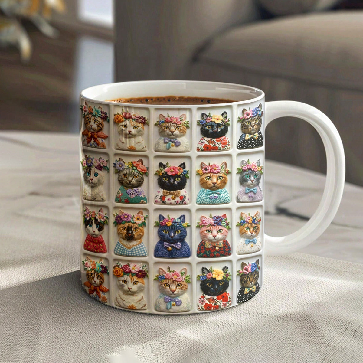 Lorva Mug Beautiful Floral Cats