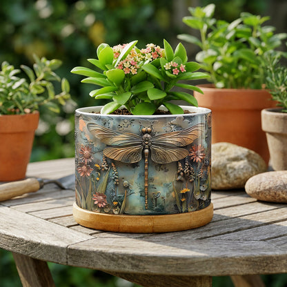 Lorva Ceramic Plant Pot Beautiful Garden Dragonfly