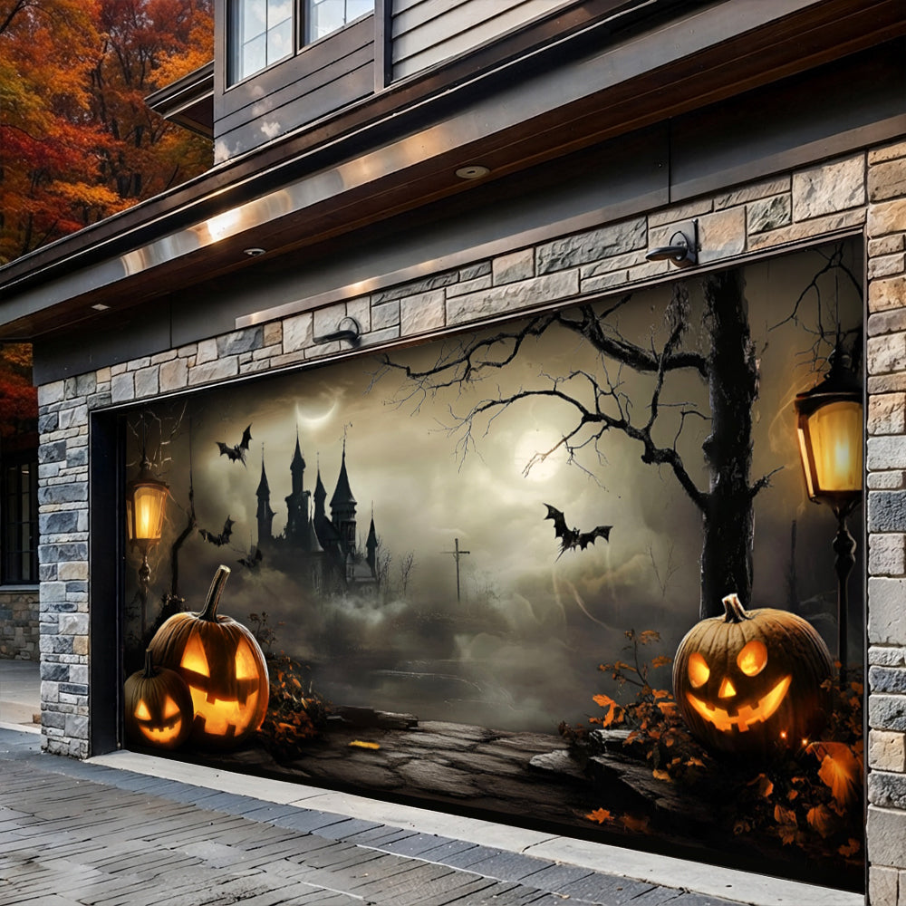 Lorva Halloween Garage Door Banner Decoration Haunted Manor Halloween