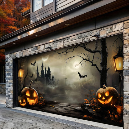 Lorva Halloween Garage Door Banner Decoration Haunted Manor Halloween