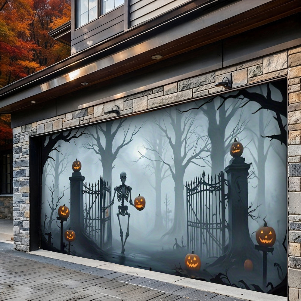 Lorva Garage Door Banner Decoration Death Skull Gate