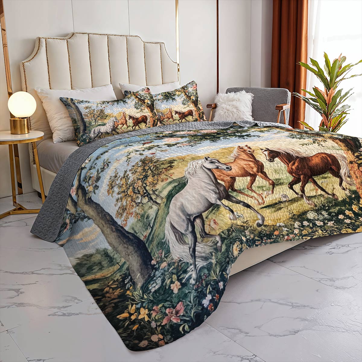 Lorva Horse All Season Quilt 3-Piece Set Friends