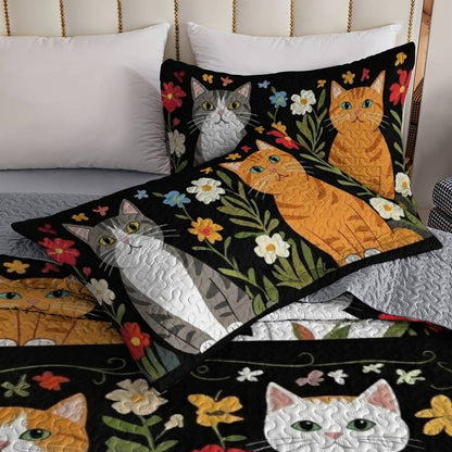 Lorva All Season Quilt 3-Piece Set Charming Floral Kitten