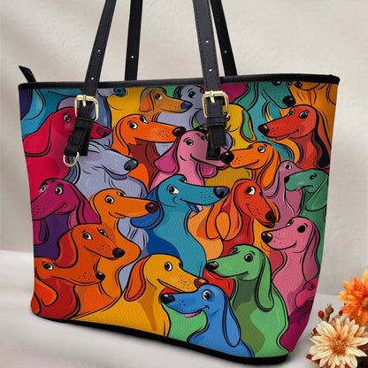 Lorva Leather Tote Bag Rainbow Sausage Squad