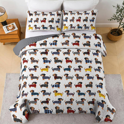 Lorva All Season Quilt 3-Piece Set Amazing Flannel Dachshund
