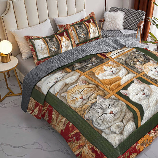 Lorva All Season Quilt 3-Piece Set Dreaming Cats